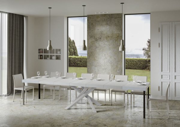 Tavolo allungabile 90x130/390 cm Volantis Premium Bianco Frassino telaio Bianco - immagine 5