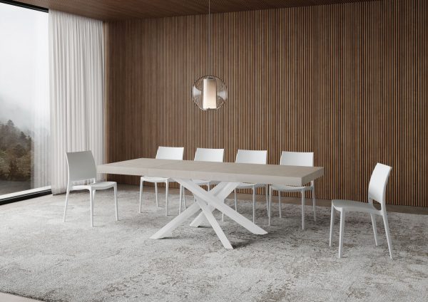 Tavolo allungabile 90x120/224 cm Volantis Premium Cashmere telaio Bianco - immagine 3