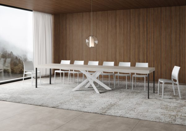 Tavolo allungabile 90x140/400 cm Volantis Premium Cashmere telaio Bianco - immagine 4