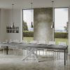 Tavolo allungabile 90x120/380 cm Volantis Premium Cemento telaio Bianco - immagine 5