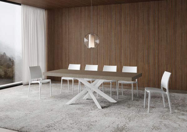 Tavolo allungabile 90x140/400 cm Volantis Premium Tortora telaio Bianco - immagine 3