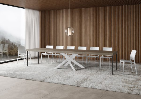 Tavolo allungabile 90x140/400 cm Volantis Premium Tortora telaio Bianco - immagine 4