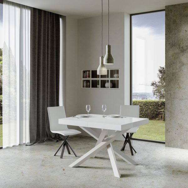 Tavolo allungabile 90x130/390 cm Volantis Premium Bianco Frassino telaio Bianco - immagine 2