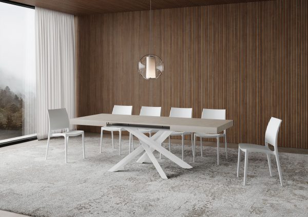 Tavolo allungabile 90x140/244 cm Volantis cashmere telaio Bianco - immagine 3