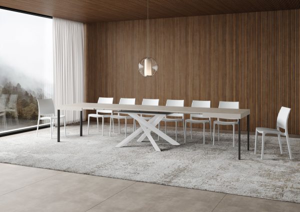 Tavolo allungabile 90x120/380 cm Volantis Cashmere telaio Bianco - immagine 4
