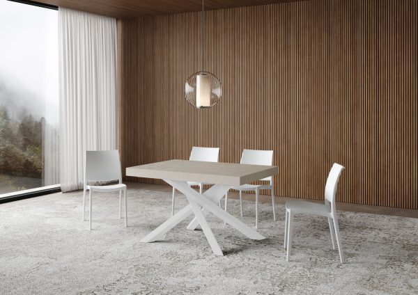 Tavolo allungabile 90x140/244 cm Volantis cashmere telaio Bianco - immagine 2