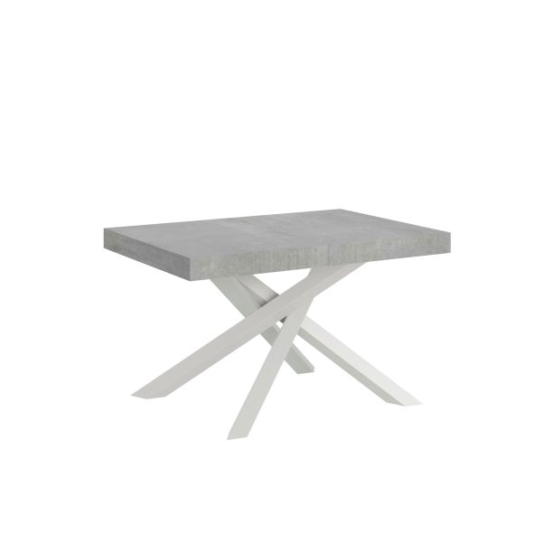 Tavolo allungabile 90x130/390 cm Volantis Premium Cemento telaio Bianco