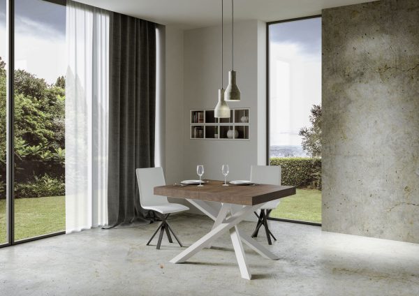 Tavolo allungabile 90x130/390 cm Volantis Premium Noce telaio Bianco - immagine 3