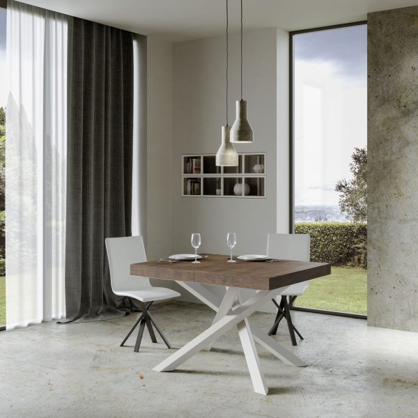 Tavolo allungabile 90x130/390 cm Volantis Premium Noce telaio Bianco - immagine 2