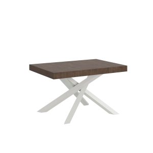 Tavolo allungabile 90x130/390 cm Volantis Premium Noce telaio Bianco