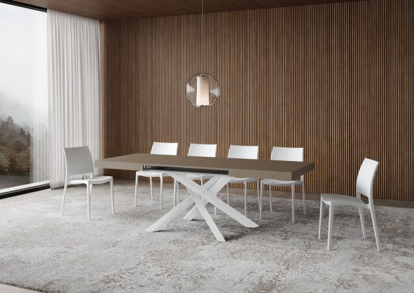 Tavolo allungabile 90x140/400 cm Volantis tortora telaio Bianco - immagine 3