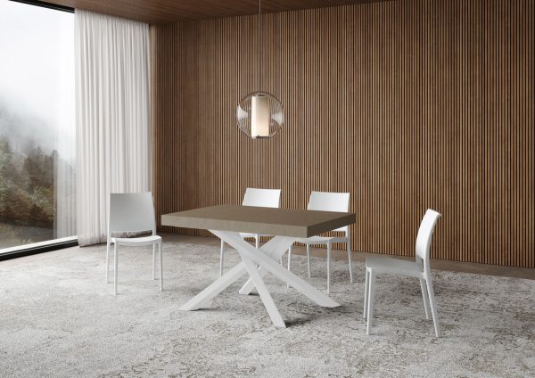 Tavolo allungabile 90x140/400 cm Volantis tortora telaio Bianco - immagine 2