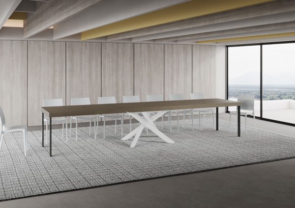 Tavolo allungabile 90x160/420 cm Volantis Premium Tortora telaio Bianco - immagine 4