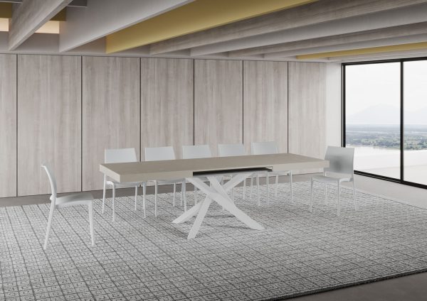 Tavolo allungabile 90x160/264 cm Volantis cashmere telaio Bianco - immagine 3