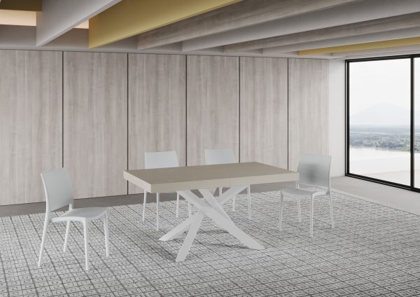 Tavolo allungabile 90x160/420 cm Volantis Premium Cashmere telaio Bianco - immagine 2