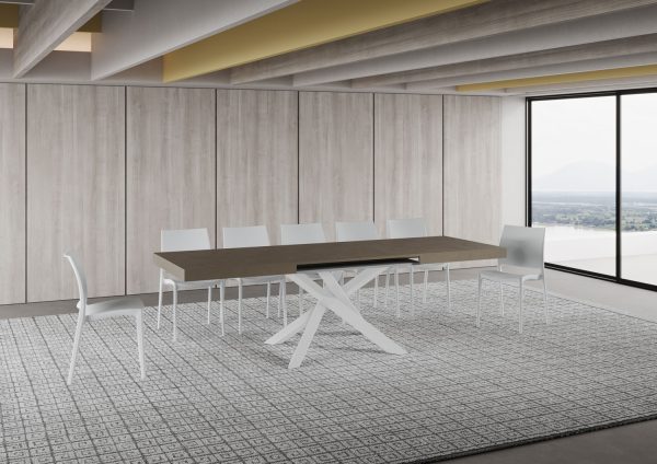 Tavolo allungabile 90x160/420 cm Volantis tortora telaio Bianco - immagine 3