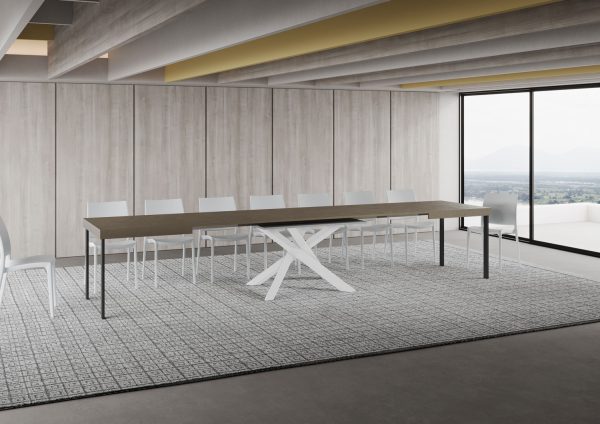 Tavolo allungabile 90x160/420 cm Volantis tortora telaio Bianco - immagine 4