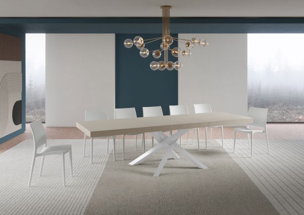 Tavolo allungabile 90x180/440 cm Volantis Premium Cashmere telaio Bianco - immagine 3