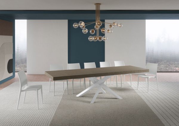 Tavolo allungabile 90x180/440 cm Volantis Premium Tortora telaio Bianco - immagine 3