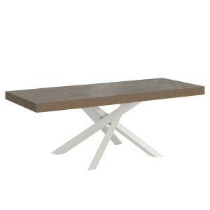 Tavolo allungabile 90x180/440 cm Volantis Premium Tortora telaio Bianco