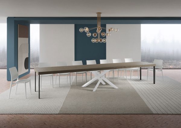 Tavolo allungabile 90x180/440 cm Volantis Premium Tortora telaio Bianco - immagine 4