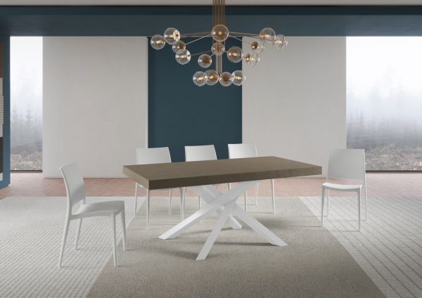 Tavolo allungabile 90x180/440 cm Volantis Premium Tortora telaio Bianco - immagine 2