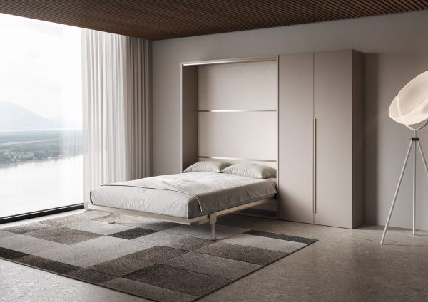 Letto francese verticale a scomparsa Versia Sofà 140 con armadio dx 2 ante Argilla - immagine 3