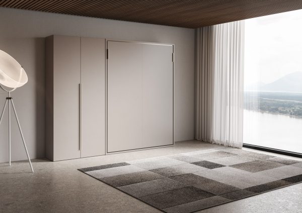 Letto francese verticale a scomparsa Versia Sofà 140 con armadio sx 2 ante Argilla - immagine 2