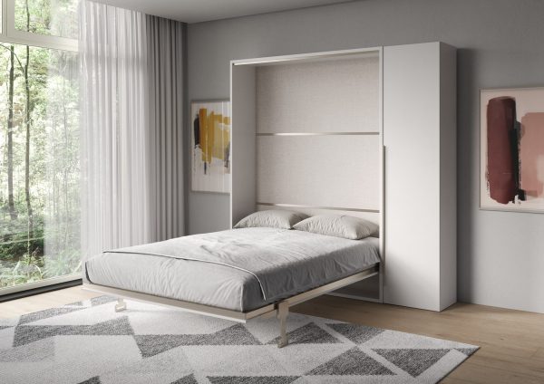 Letto francese verticale a scomparsa Versia Sofà 140 con armadio 1 anta dx Bianco - immagine 3