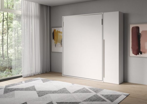 Letto francese verticale a scomparsa Versia Sofà 140 con armadio 1 anta dx Bianco - immagine 2