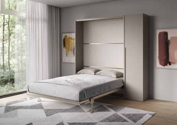 Letto francese verticale a scomparsa Versia Sofà 140 con armadio 1 anta dx Argilla - immagine 3