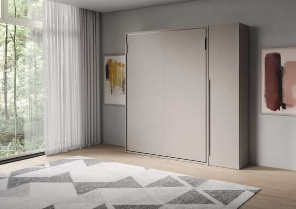Letto francese verticale a scomparsa Versia Sofà 140 con armadio 1 anta dx Argilla - immagine 2
