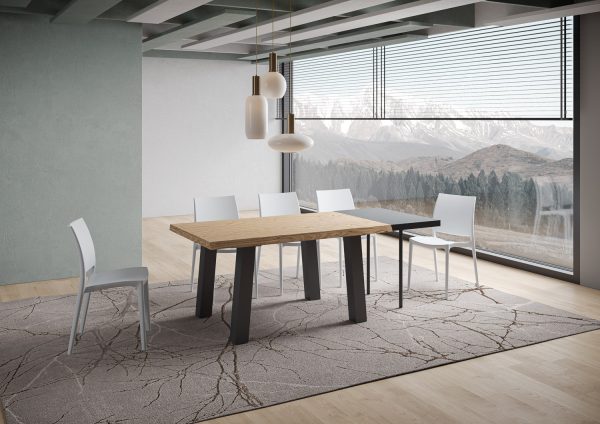 Tavolo allungabile 90x160/210 cm Svalen scortecciato rovere gambe antracite - immagine 3