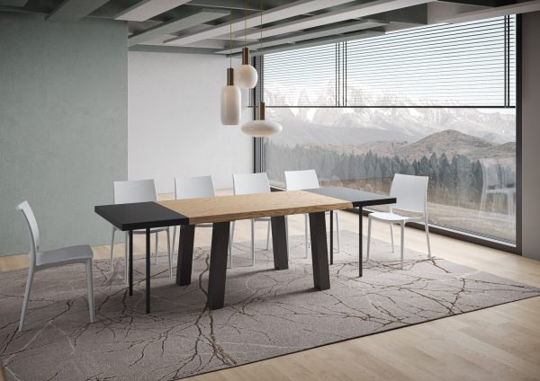 Tavolo allungabile 90x140/240 cm Svalen scortecciato rovere gambe antracite - immagine 4