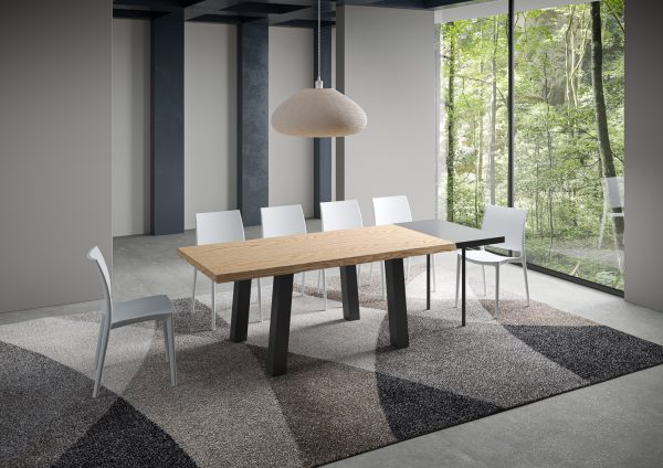 Tavolo allungabile 90x180/230 cm Svalen scortecciato rovere gambe antracite - immagine 3