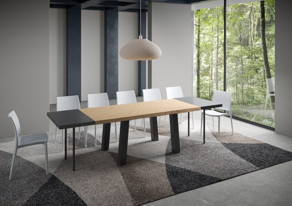 Tavolo allungabile 90x180/280 cm Svalen scortecciato rovere gambe antracite - immagine 4