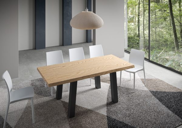 Tavolo fisso 90x180 cm Svalen scortecciato rovere gambe antracite - immagine 2