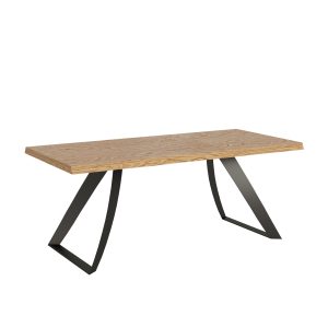 Tavolo allungabile 90x200/300 cm Tabira scortecciato rovere gambe antracite