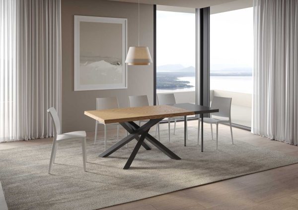 Tavolo allungabile 90x160/210 cm Versalux scortecciato rovere gambe antracite - immagine 4
