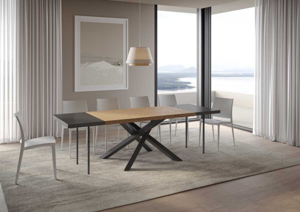 Tavolo allungabile 90x180/280 cm Versalux scortecciato rovere gambe antracite - immagine 4