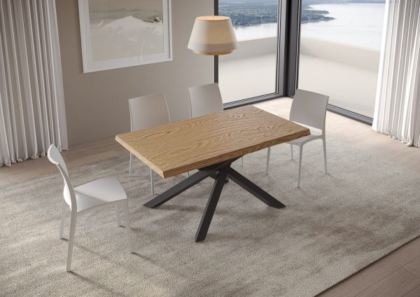 Tavolo allungabile 90x160/210 cm Versalux scortecciato rovere gambe antracite - immagine 3