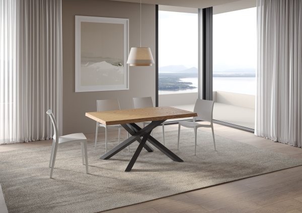 Tavolo allungabile 90x160/210 cm Versalux scortecciato rovere gambe antracite - immagine 2