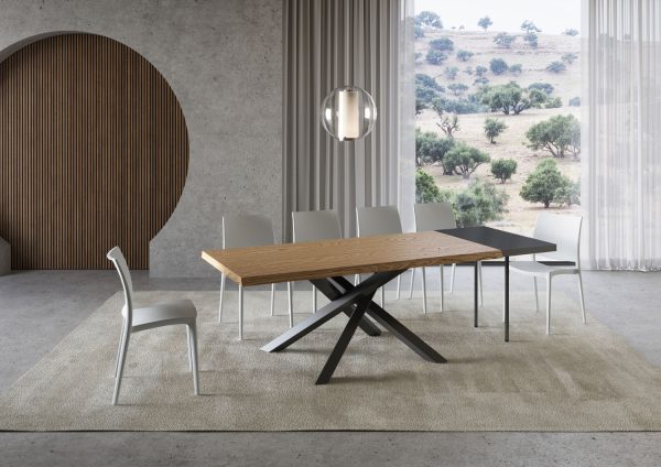 Tavolo allungabile 90x180/230 cm Versalux scortecciato rovere gambe antracite - immagine 3