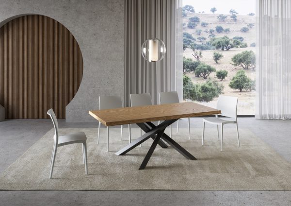 Tavolo fisso 90x180 cm Versalux scortecciato rovere gambe antracite - immagine 2