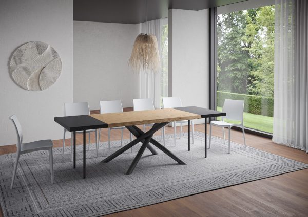 Tavolo allungabile 90x160/260 cm Vindral scortecciato rovere gambe antracite - immagine 4
