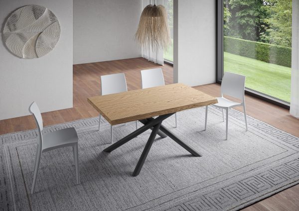 Tavolo fisso 90x140 cm Vindral scortecciato rovere gambe antracite - immagine 2