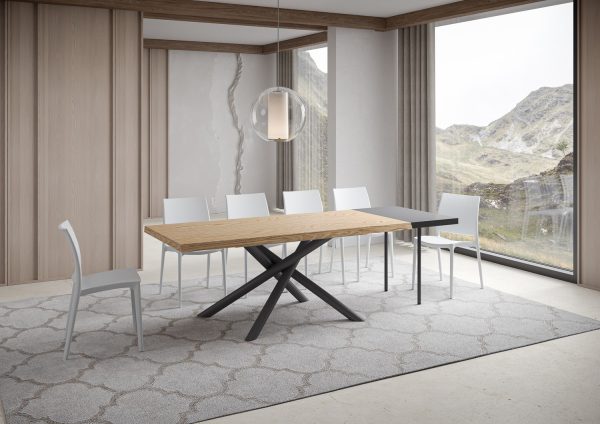 Tavolo allungabile 90x180/280 cm Vindral scortecciato rovere gambe antracite - immagine 3