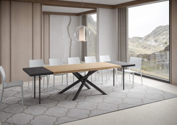 Tavolo allungabile 90x180/280 cm Vindral scortecciato rovere gambe antracite - immagine 4