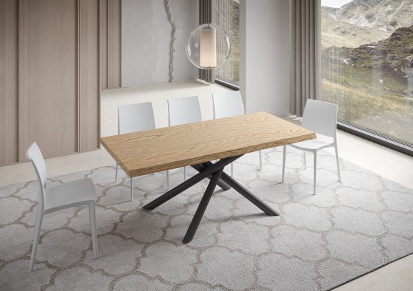 Tavolo fisso 90x200 cm Vindral scortecciato rovere gambe antracite - immagine 2