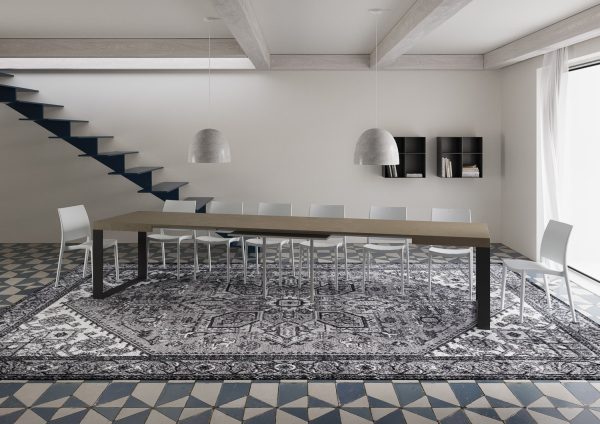 Tavolo allungabile 90x120/380 cm Tecno tortora gambe antracite - immagine 5